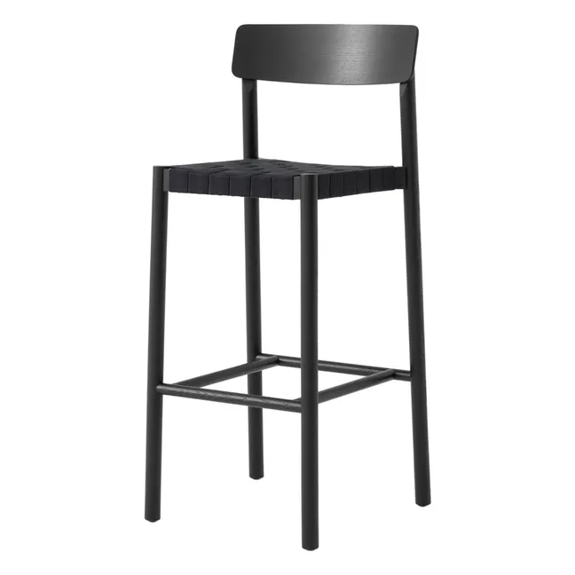 Tabouret de bar sangles noires 75 cm Betty TK15 en frêne | Noir