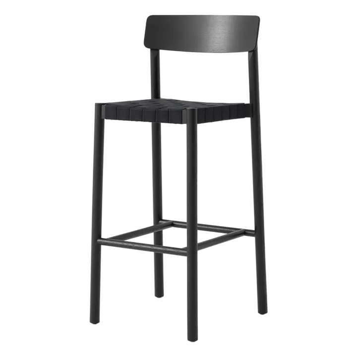 Tabouret de bar sangles noires 75 cm Betty TK15 en frêne | Noir- Image produit n°0