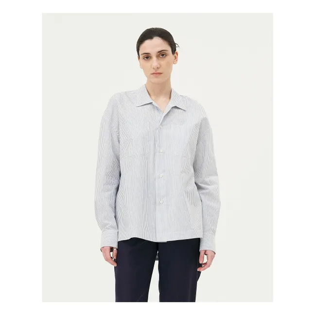 Camisa a rayas de algodón ecológico Bora | Azul Claro