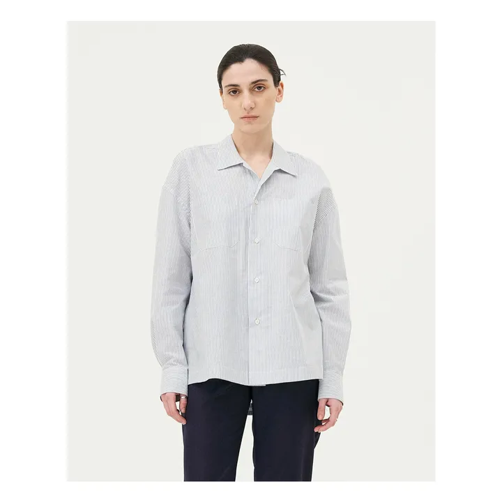 Chemise Bora Rayée Coton Bio | Bleu Clair- Image produit n°6
