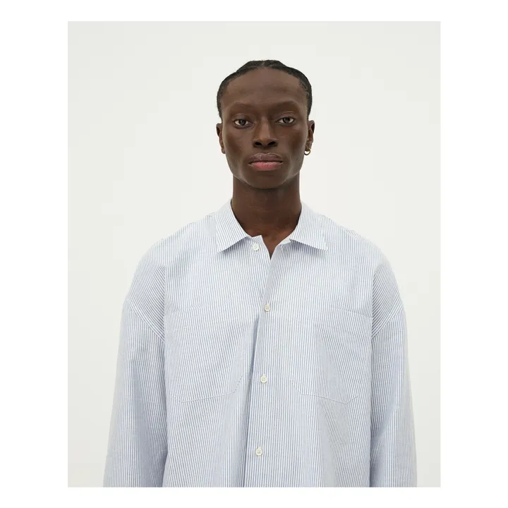 Chemise Bora Rayée Coton Bio | Bleu Clair- Image produit n°2