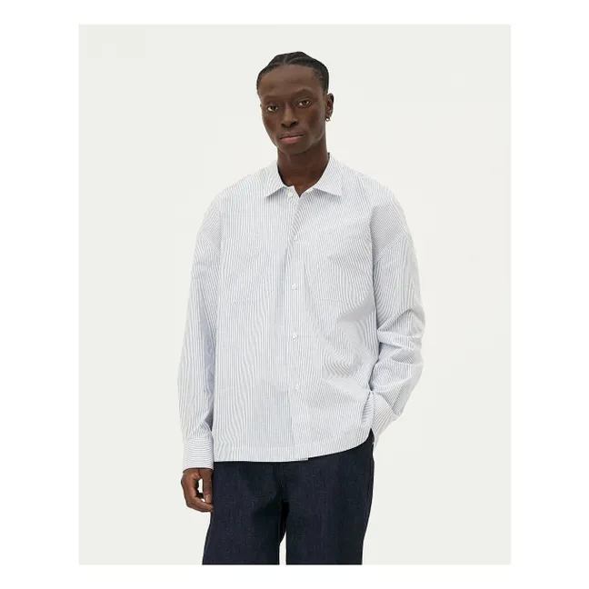 Camisa a rayas de algodón ecológico Bora | Azul Claro