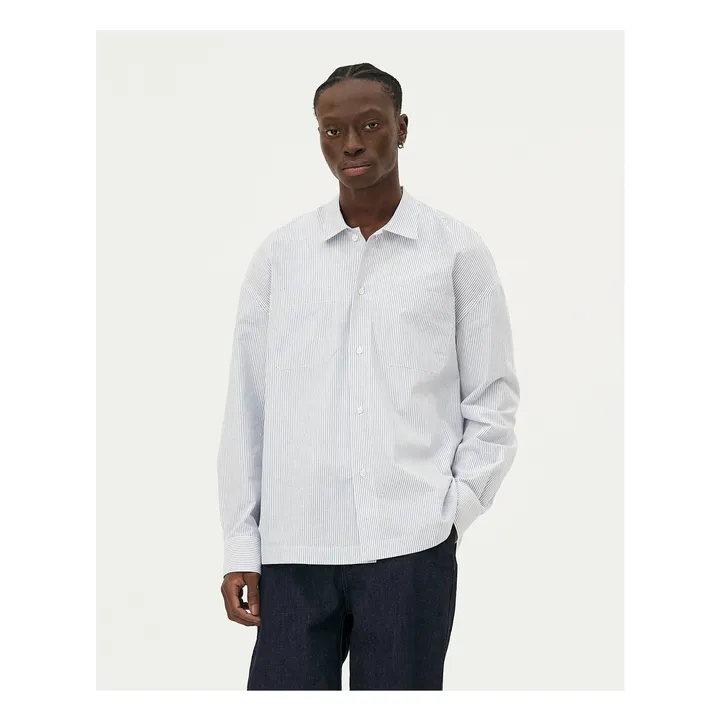 Chemise Bora Rayée Coton Bio | Bleu Clair- Image produit n°0