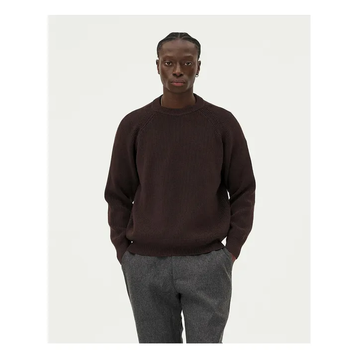 Pull Oslo Laine Mérinos et Coton Bio | Marron- Image produit n°1