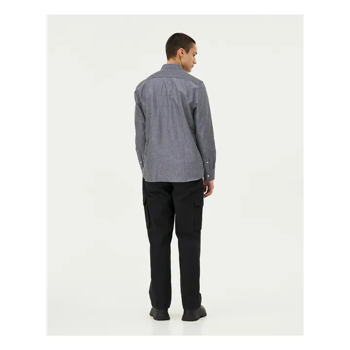 Chemise Curtis Fines Rayures Coton Recyclé | Bleu- Image produit n°5