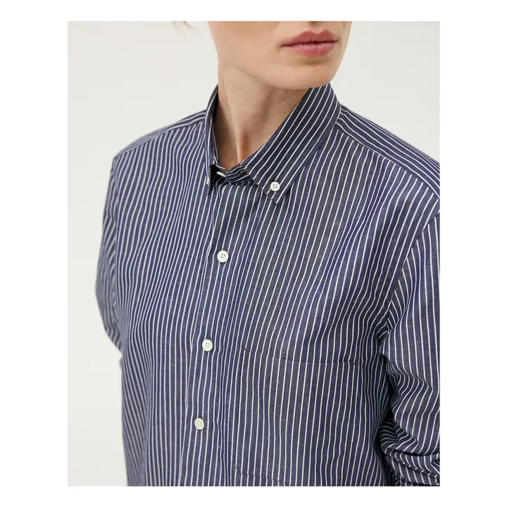 Chemise Curtis Fines Rayures Coton Recyclé | Bleu- Image produit n°7