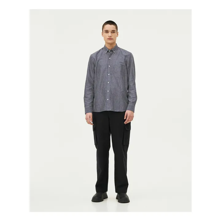 Chemise Curtis Fines Rayures Coton Recyclé | Bleu- Image produit n°1