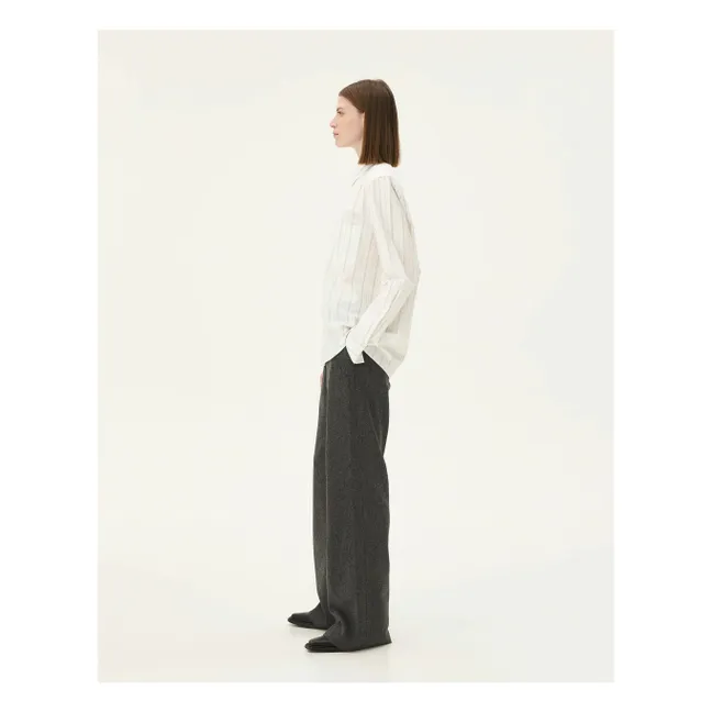 Camisa Curtis de rayas de algodón reciclado | Blanco