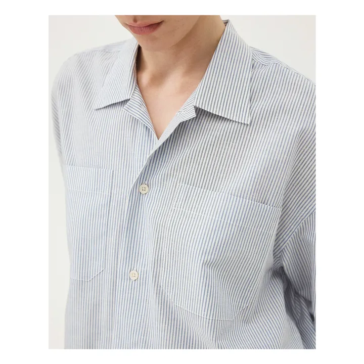 Chemise Bora Rayée Coton Bio | Bleu Clair- Image produit n°8