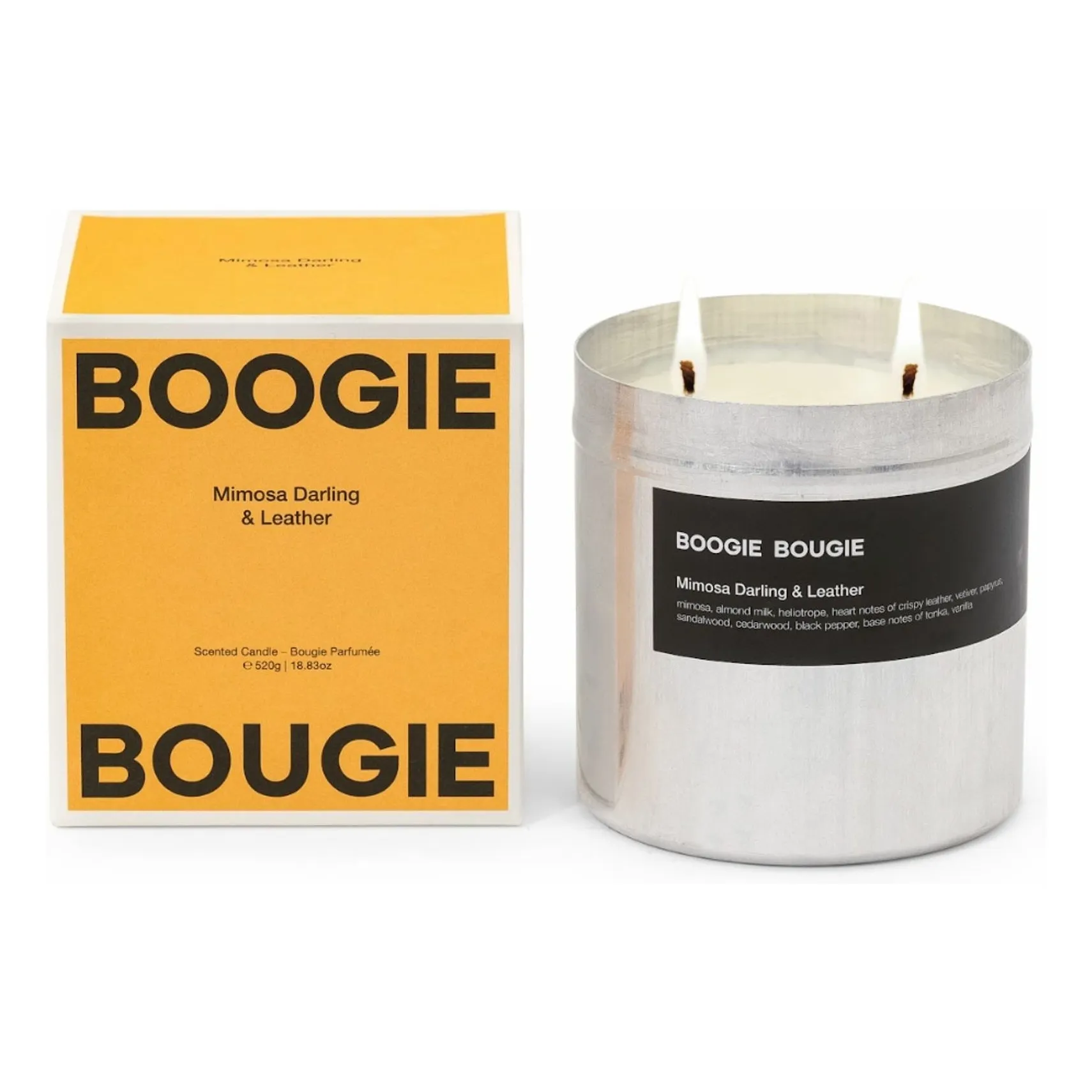 Boogie Bougie Untinted Darling & Leather Mimosa Candle