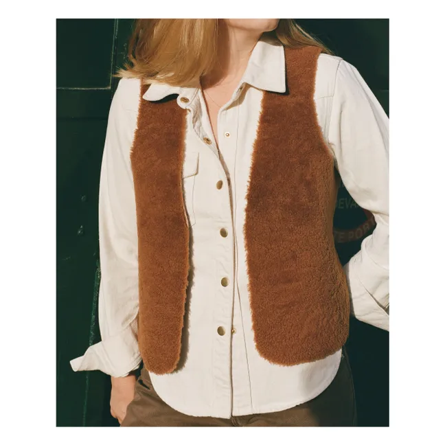 Ärmellose Jacke Wollfell Merino | Braun