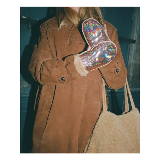 Moufles Peau Lainée Mérinos Métallisées | Or rose