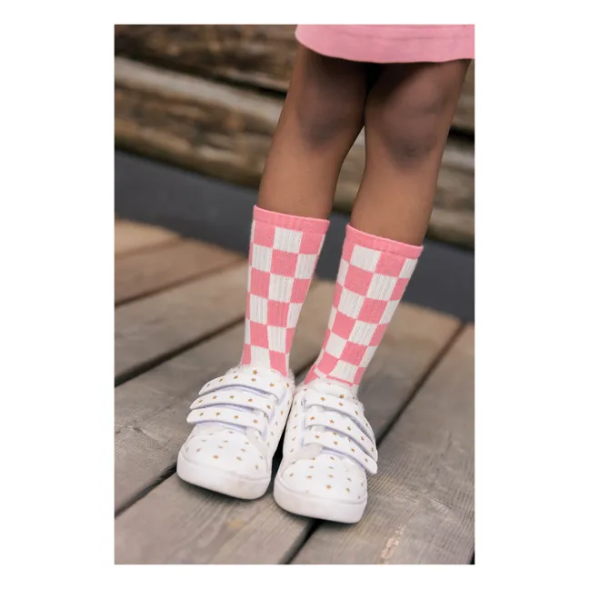 Lot de 2 Paires de Chaussettes Damier | Rose