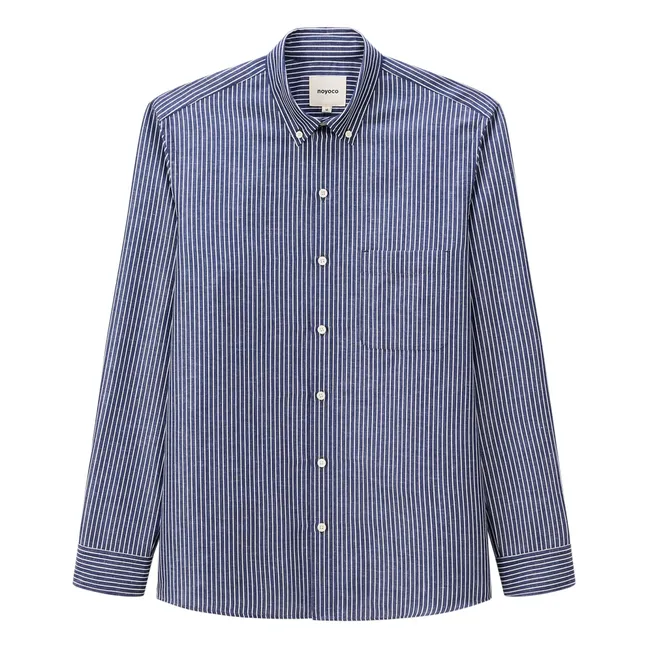 Camicia Curtis a righe sottili in cotone riciclato | Blu