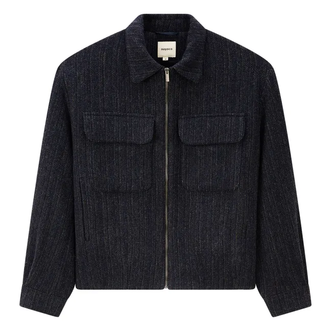 Kinsale Herringbone Recycled Wool Jacket | Navy blue