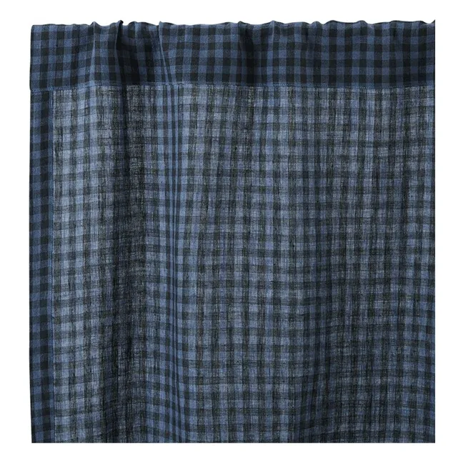 Curtain in washed linen 135x280 cm | Vichy Marine
