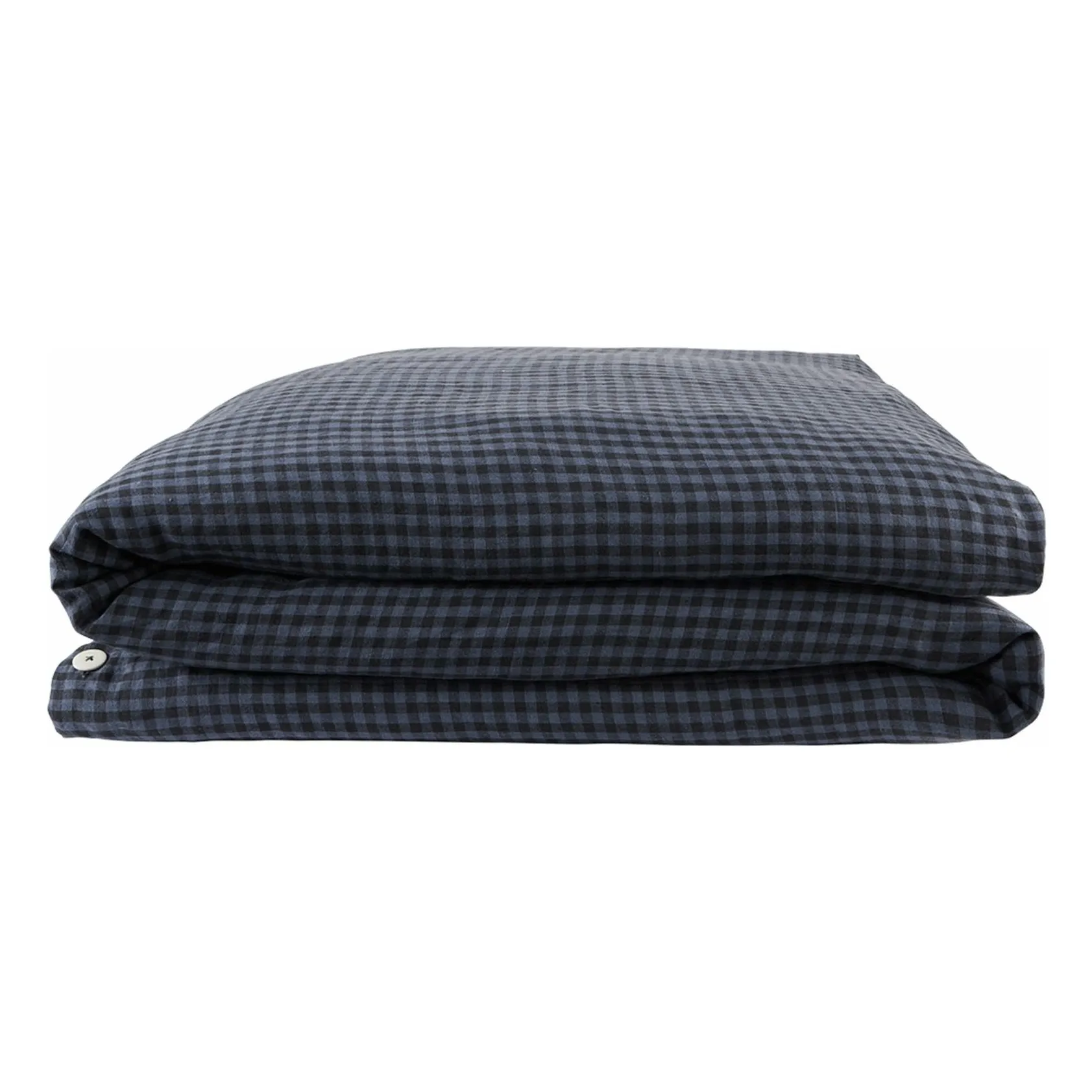 Gabrielle Paris Vichy Marine Comforter Cover In Washed Linen