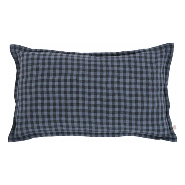Housse de coussin Taormina en lin lavé | Vichy Marine