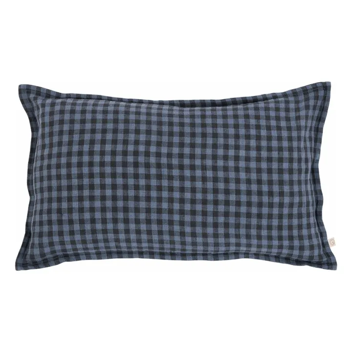 Housse de coussin Taormina en lin lavé | Vichy Marine- Image produit n°0