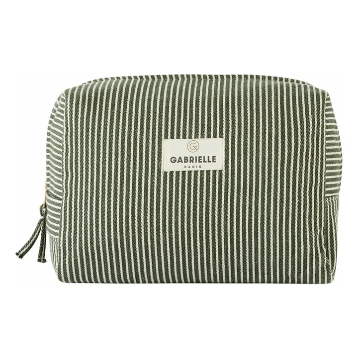 Trousse de toilette à rayures en coton | Quartz- Image produit n°0