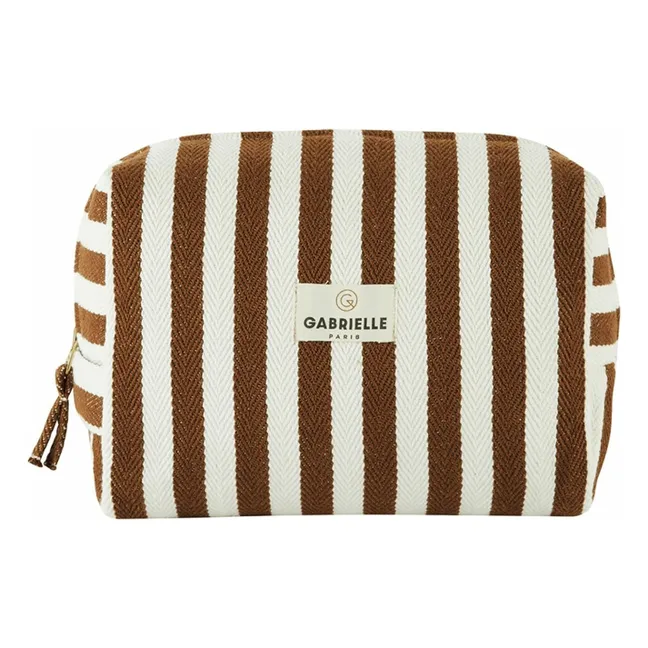 Trousse de toilette à rayures en coton | Mocha