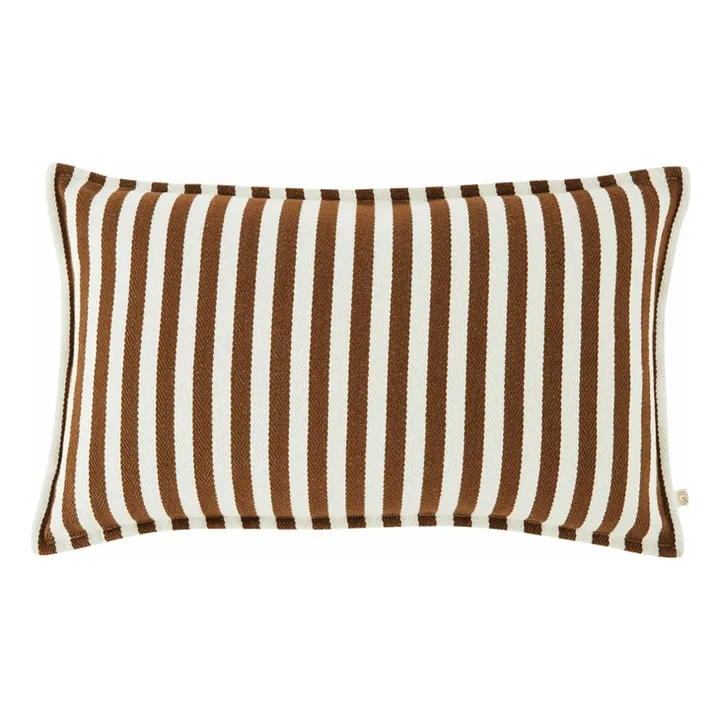 Housse de coussin à rayures en coton | Mocha- Image produit n°0