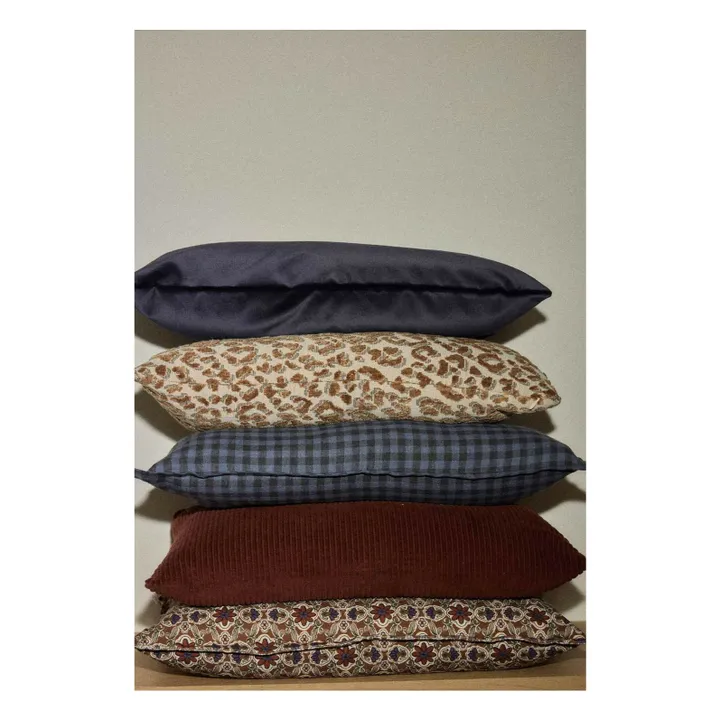 Housse de coussin Taormina en lin lavé | Vichy Marine- Image produit n°2