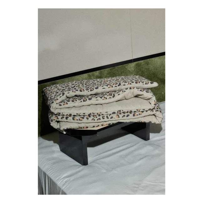 Steppdecke aus gewaschenem Leinen | Leopard