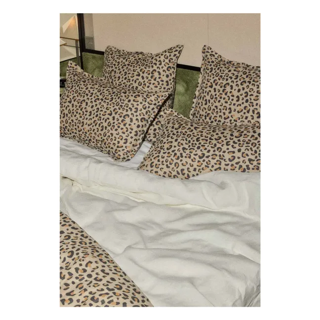 Kopfkissenbezug aus gewaschenem Leinen | Leopard