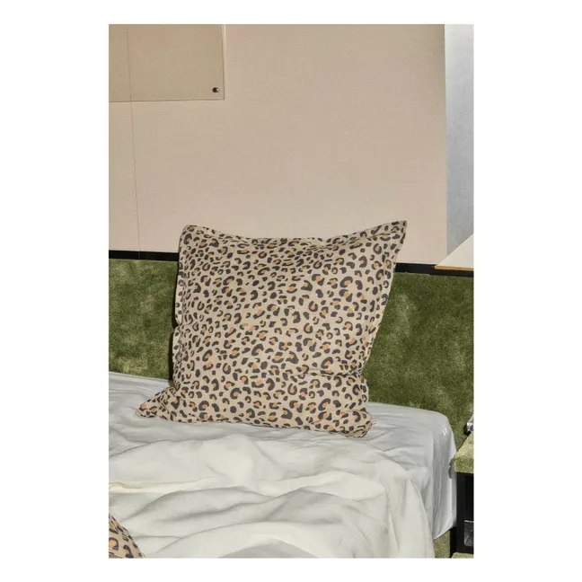 Kopfkissenbezug aus gewaschenem Leinen | Leopard