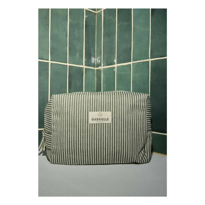 Trousse de toilette à rayures en coton | Quartz- Image produit n°2