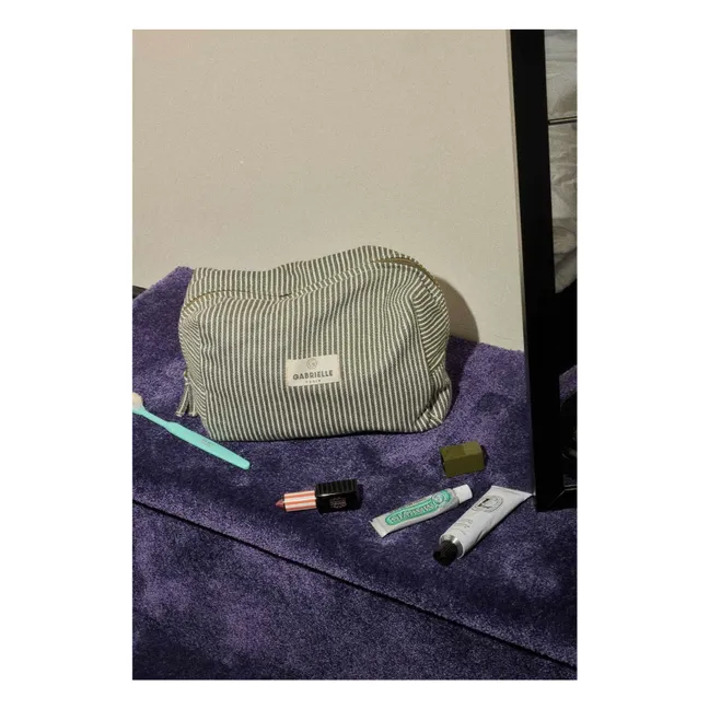Striped cotton toiletry bag | Quartz