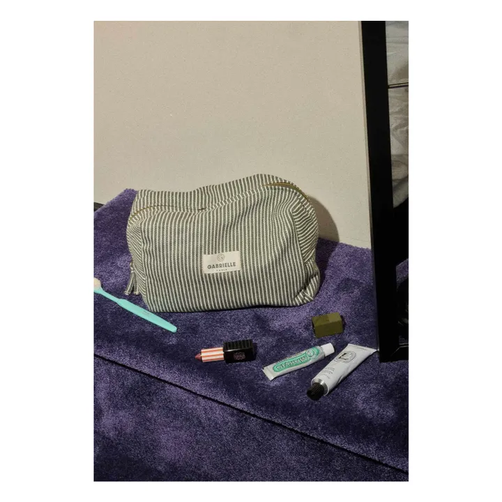 Trousse de toilette à rayures en coton | Quartz- Image produit n°1