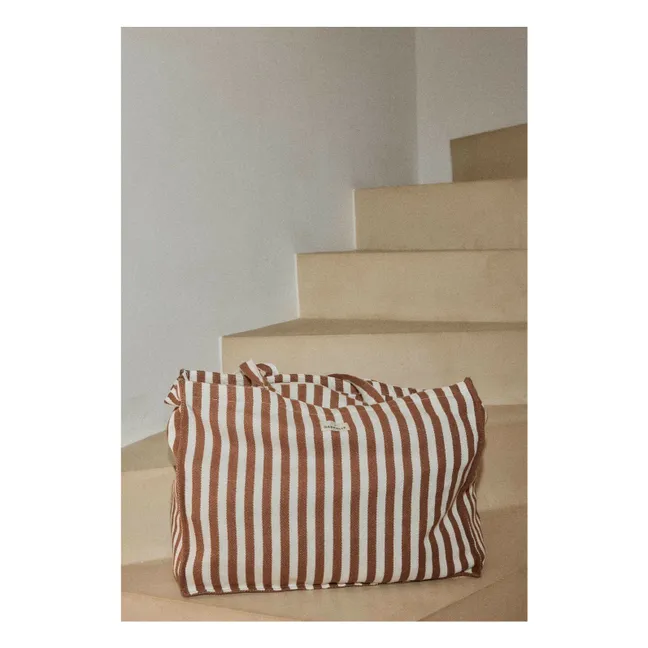 Sac week-end à rayures en coton | Mocha