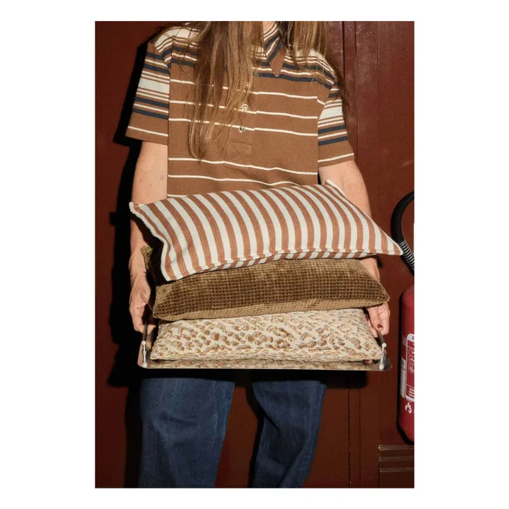 Funda de cojín de algodón a rayas | Mocha- Imagen del producto n°1