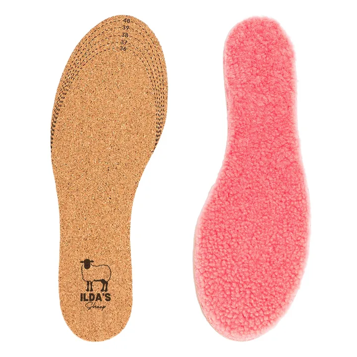 Semelles Peau Lainée Mérinos et Liège | Rose- Image produit n°3