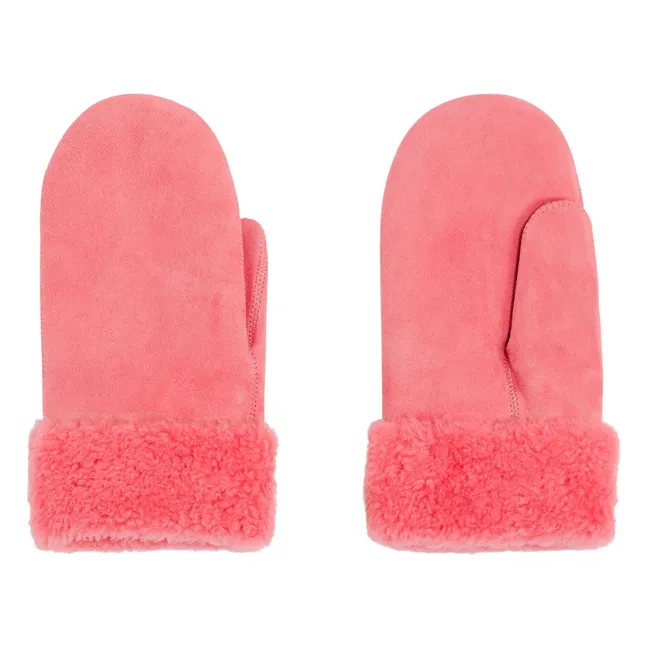 Manoplas de piel de oveja merina | Rosa