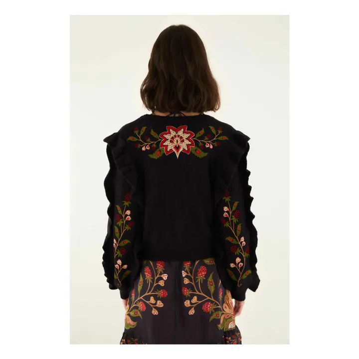 Cardigan Berry Brodé | Noir- Image produit n°3