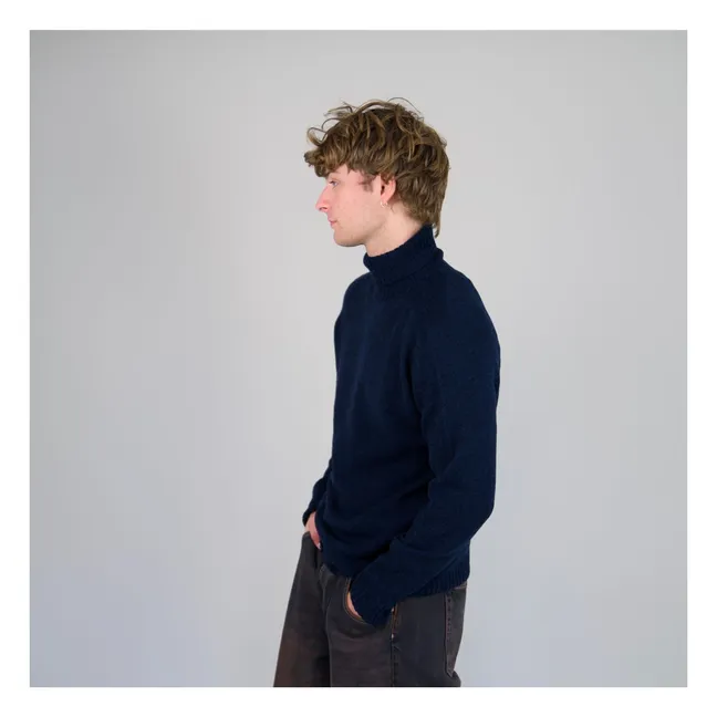 Maglione dolcevita in lana senza cuciture | Blu marino