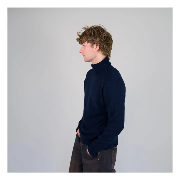 Pull Col Roulé Seamless Laine | Bleu marine- Image produit n°4