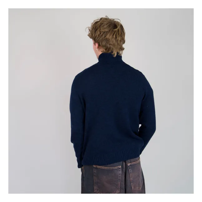 Maglione dolcevita in lana senza cuciture | Blu marino