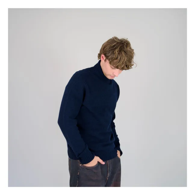 Seamless Rollkragenpullover aus Wolle | Navy
