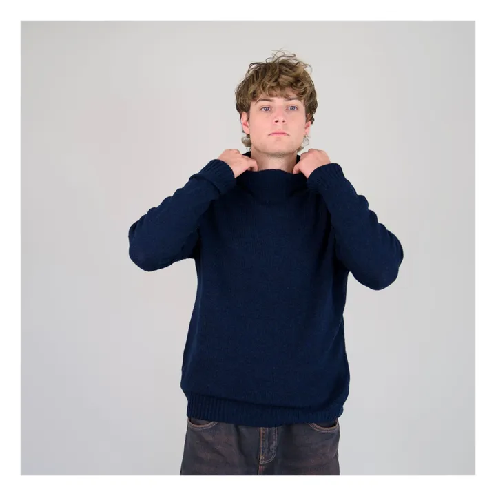 Pull Col Roulé Seamless Laine | Bleu marine- Image produit n°1