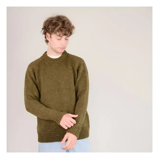 Raglan-Pullover Chunky Wolle | Khaki
