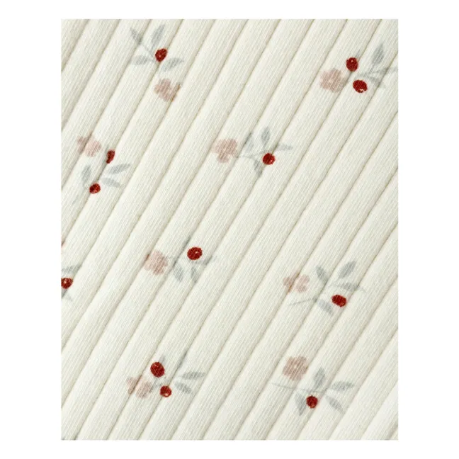 Gambale a coste con motivo floreale | Ecru