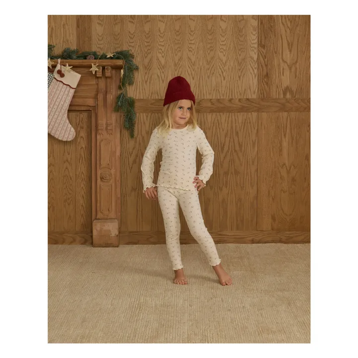 Legging Côtelé Fleuri | Ecru- Image produit n°2