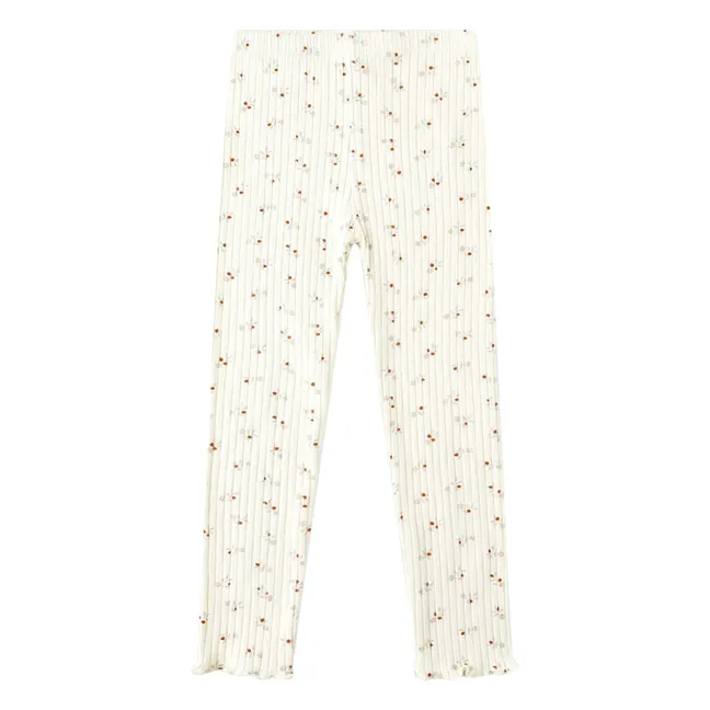 Gerippte Leggings mit Blumenmuster | Seidenfarben