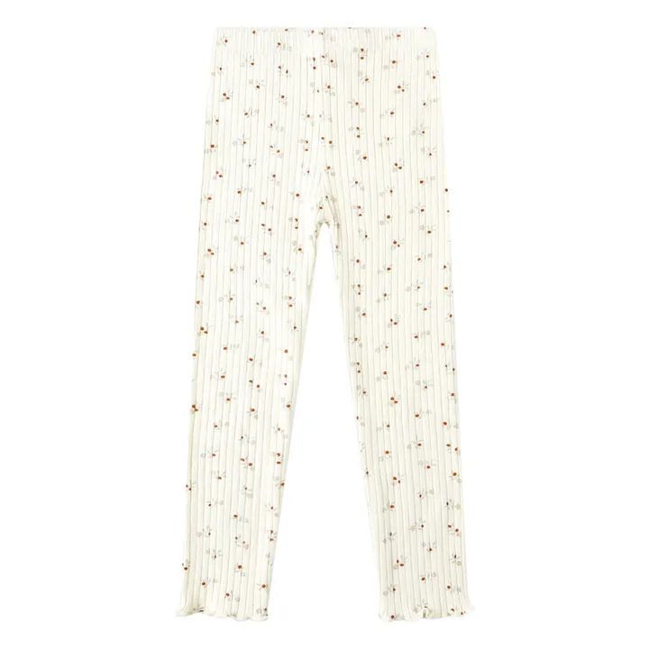 Legging Côtelé Fleuri | Ecru- Image produit n°0