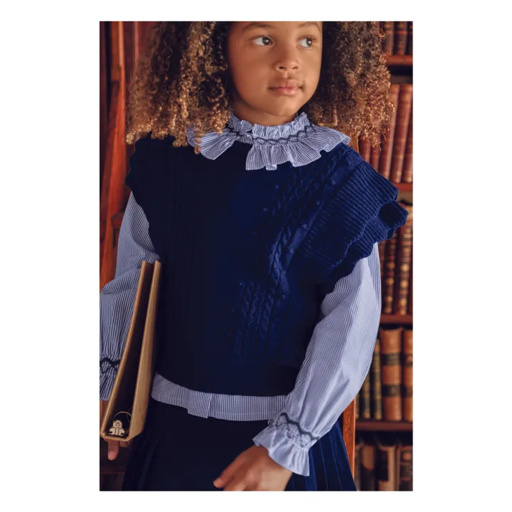 Jersey de lana sin mangas | Azul Marino- Imagen del producto n°2