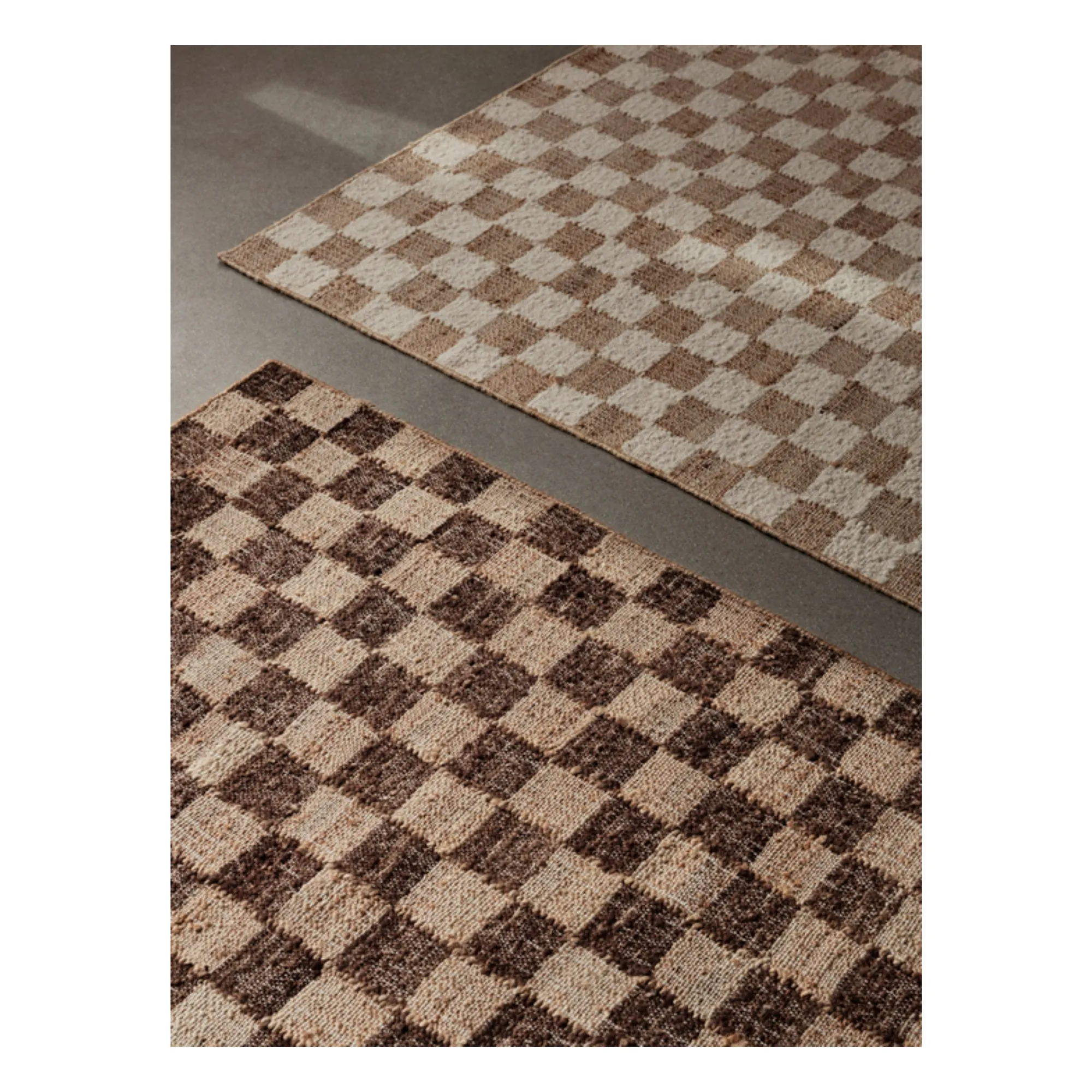 Check wool and jute rugs | Cream- Product image n°4